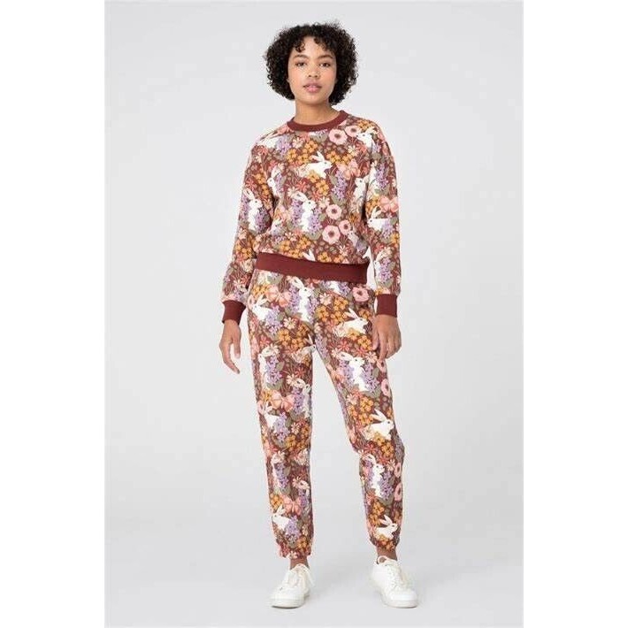 Princess Highway Garden Rabbit Crewneck Chocolate Pullover Sweater Size 8 — image 3 of 8